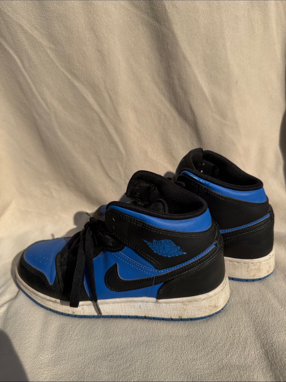 Kids Jordon Black & Blue High-Top Athletic Shoes